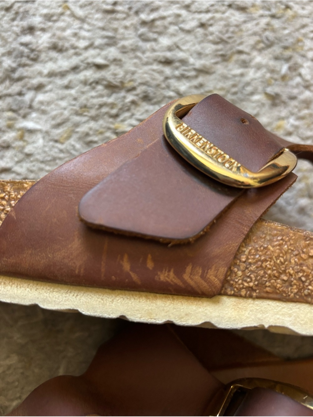 Birkenstock Cognac Brown Big Buckle Gizeh Sandals Size 38 - Picture 8 of 10